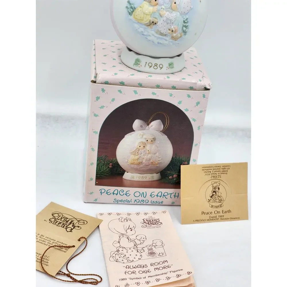 Precious Moments Peace On Earth 1989 Ornament Christmas Decor Vintage W/Box Tags